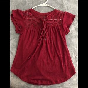 Burgundy Lace Detailed Top